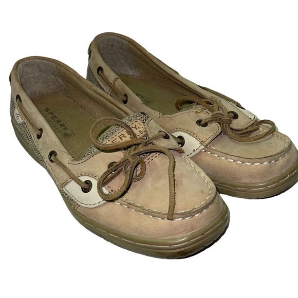 Sperry Angelfish Tan Slip On Boat Shoes Size 4 Women's - Picture 2 of 8